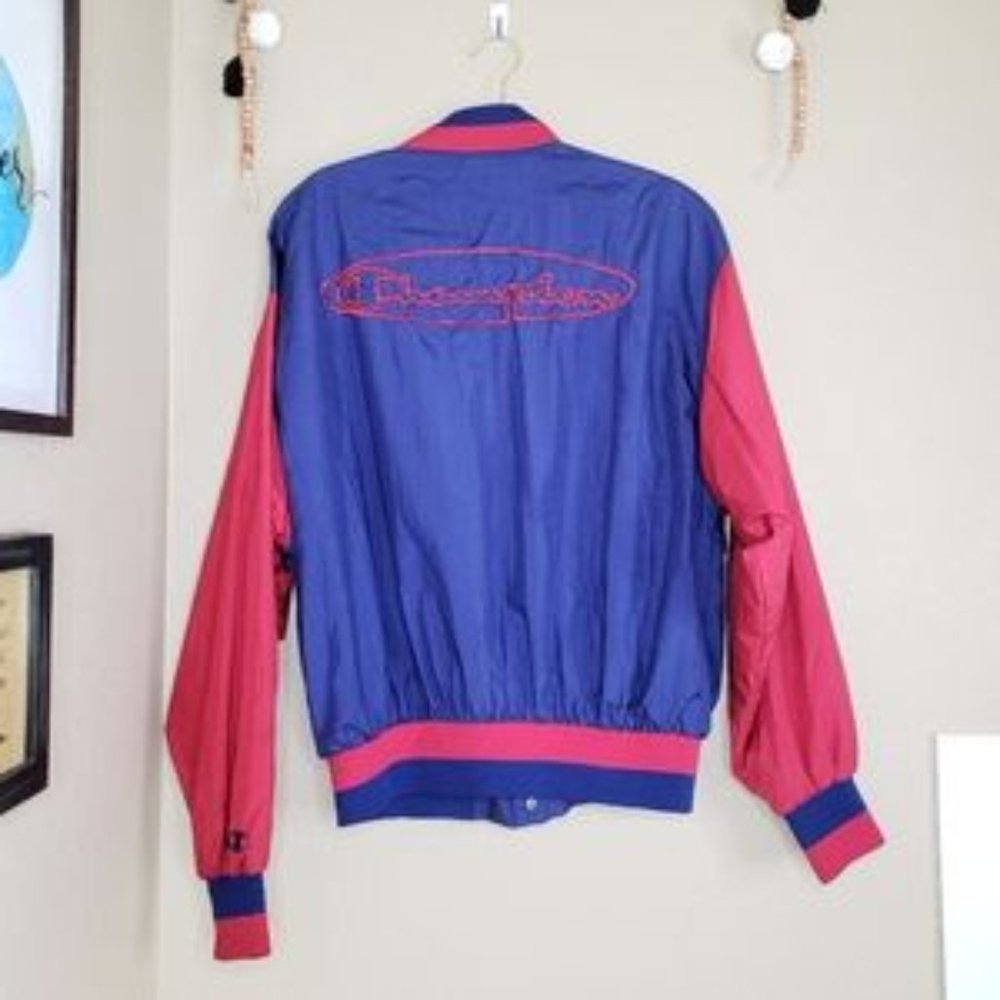 Champion Vintage Bomber Windbreaker Jacket Large - Picture 3 of 11